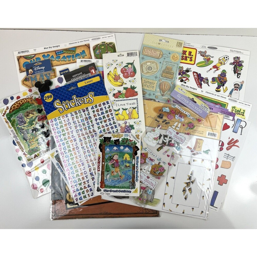 Large Crafters Lot Crafter Paper & Stickers Halloween Disney Chuck E. Cheese VTG